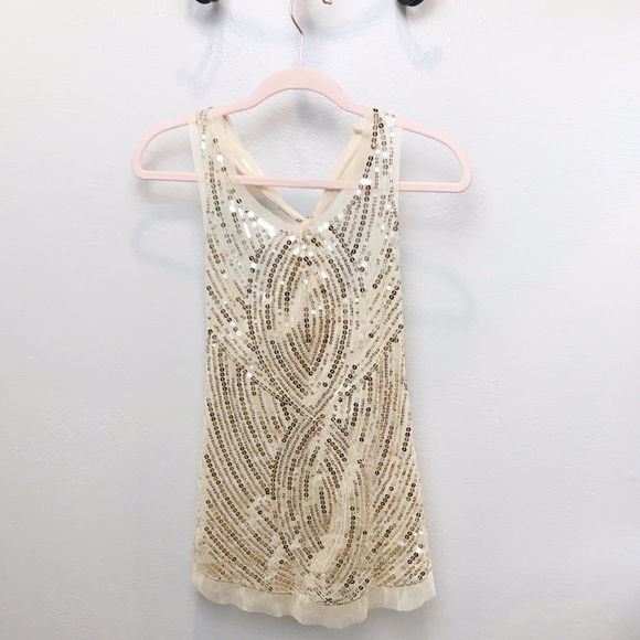 Bling Bling Tops - Bling Bling | Sheer Gold Glitter Racerback Tank M